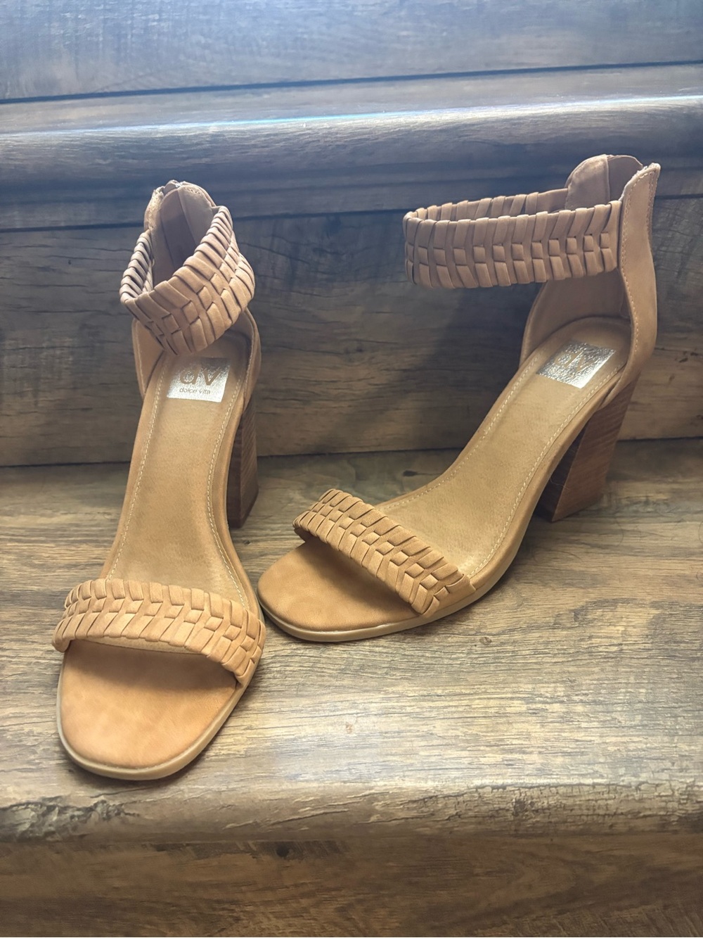 Dolce Vita Tan Braided Block Heel Sandals